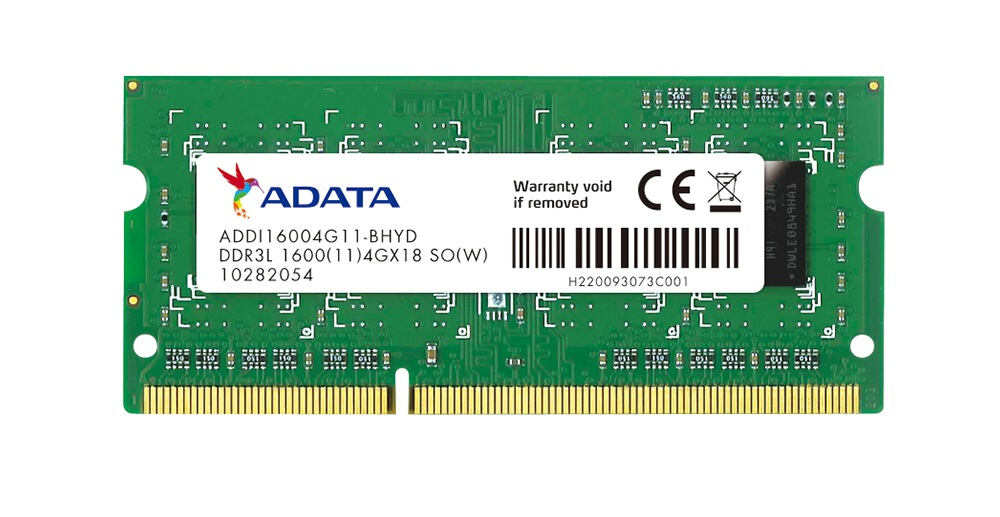 ADATA ADDI1600W4G11-BHYD hafıza birimi 4 GB 1 x 4 GB DDR3L 204-pin SO-DIMM