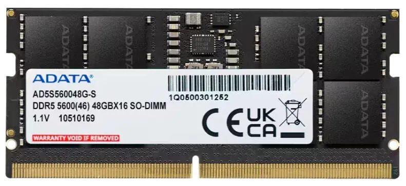ADATA AD5S560048G-S hafıza birimi 48 GB 1 x 48 GB DDR5 5600 MT/s 262-pin SO-DIMM