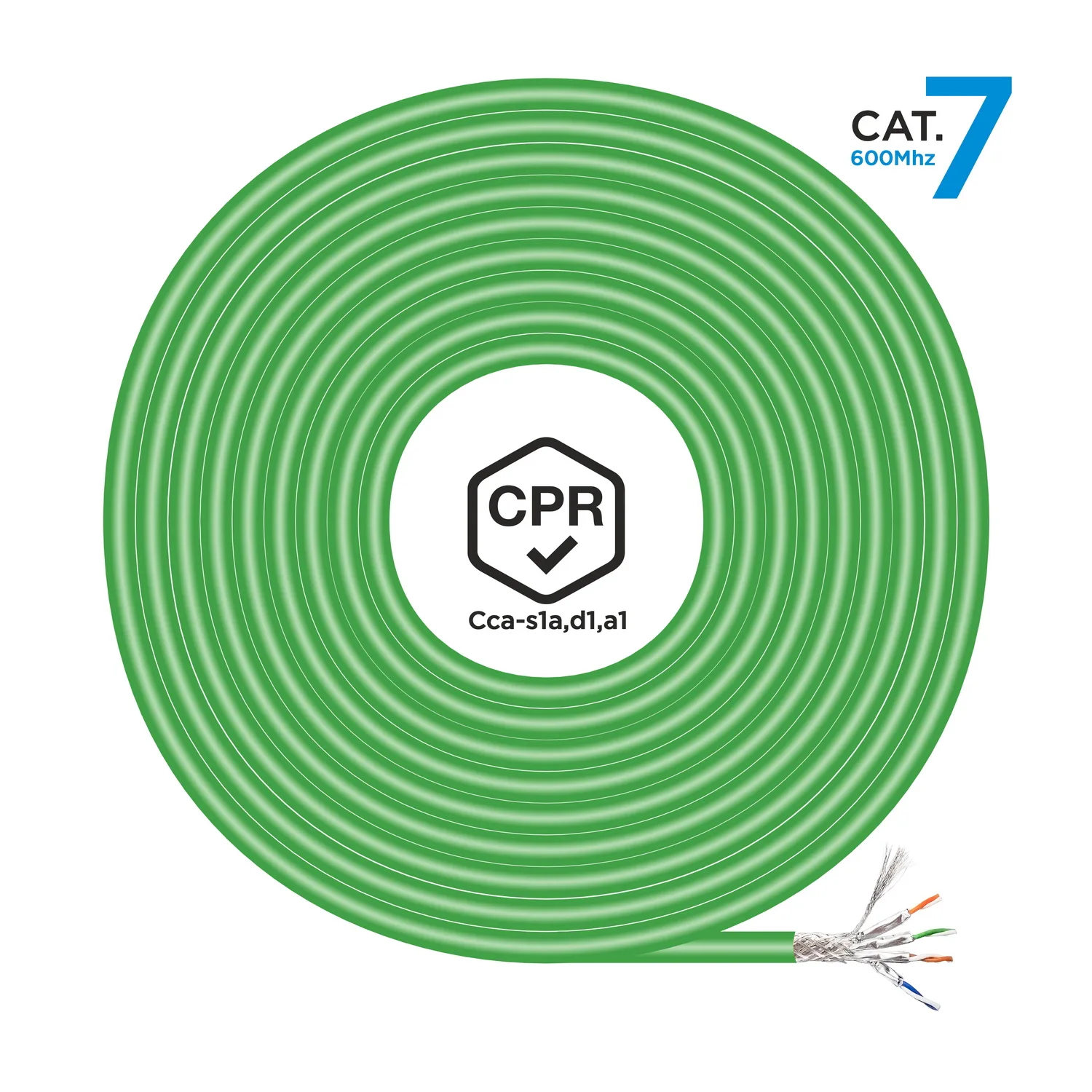 AISENS Network Cable RJ45 LSZH CPR Cca CAT.7 600 MHZ S/FTP AWG23, Green, 305 m A146-0667