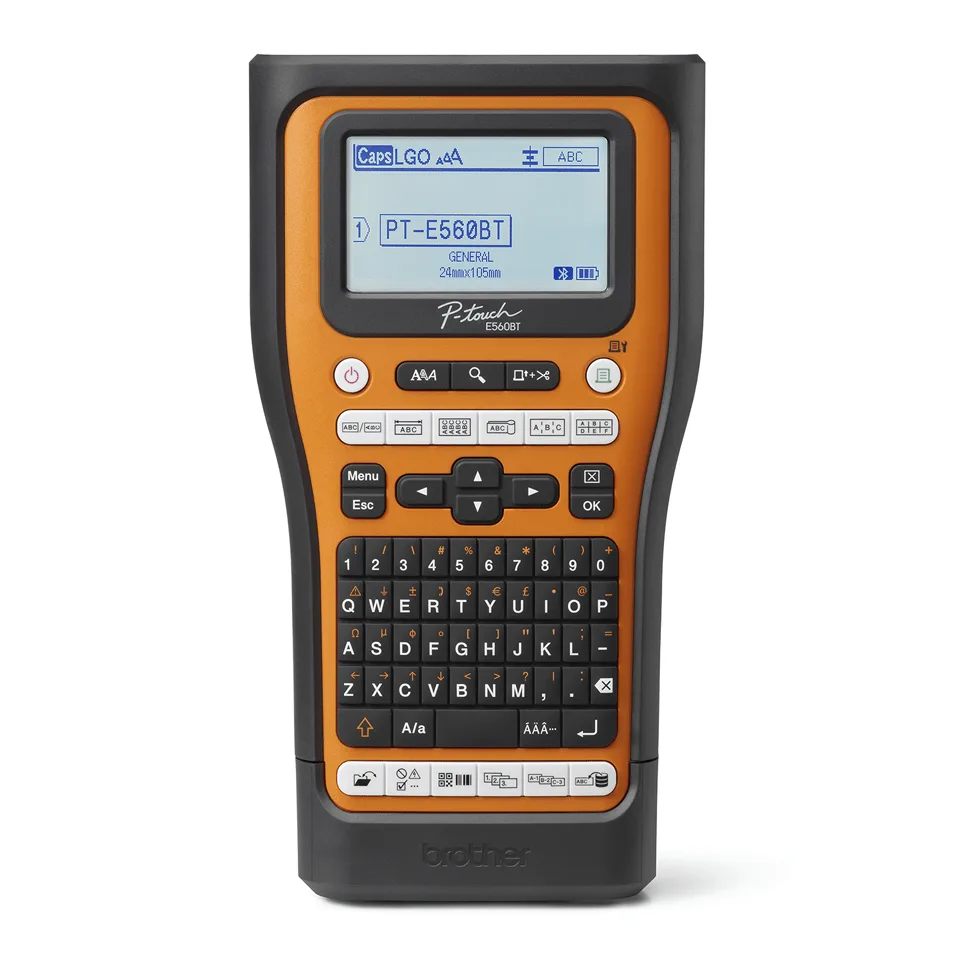 Brother PT-E560BTSP etiket yazıcı Termal transfer 180 x 180 DPI 30 mm/saniye Kablolu & Kablosuz HSE/TZe Bluetooth QWERTZ PTE560BTSPRG1