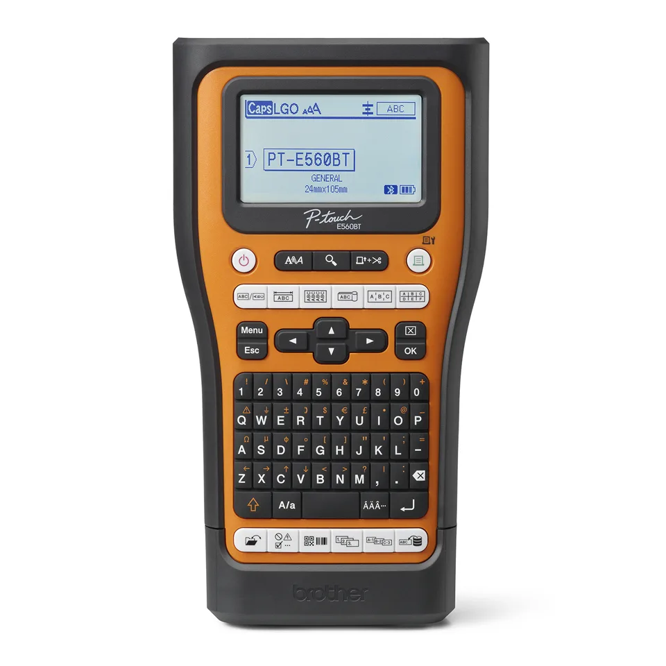 Brother PTE560BTVPQL1 etiket yazıcı Termal transfer 180 x 180 DPI 20 mm/saniye Kablolu & Kablosuz HSE/TZe Bluetooth QWERTY PT-E560BTVPQL1