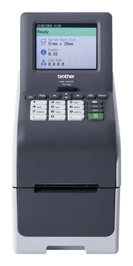 Brother TD-2350DSA203 etiket yazıcı Doğrudan termal 203 x 203 DPI 152,4 mm/saniye Kablolu & Kablosuz Ethernet LAN bağlantısı Wi-Fi Bluetooth TD-2350DSA203ZU1