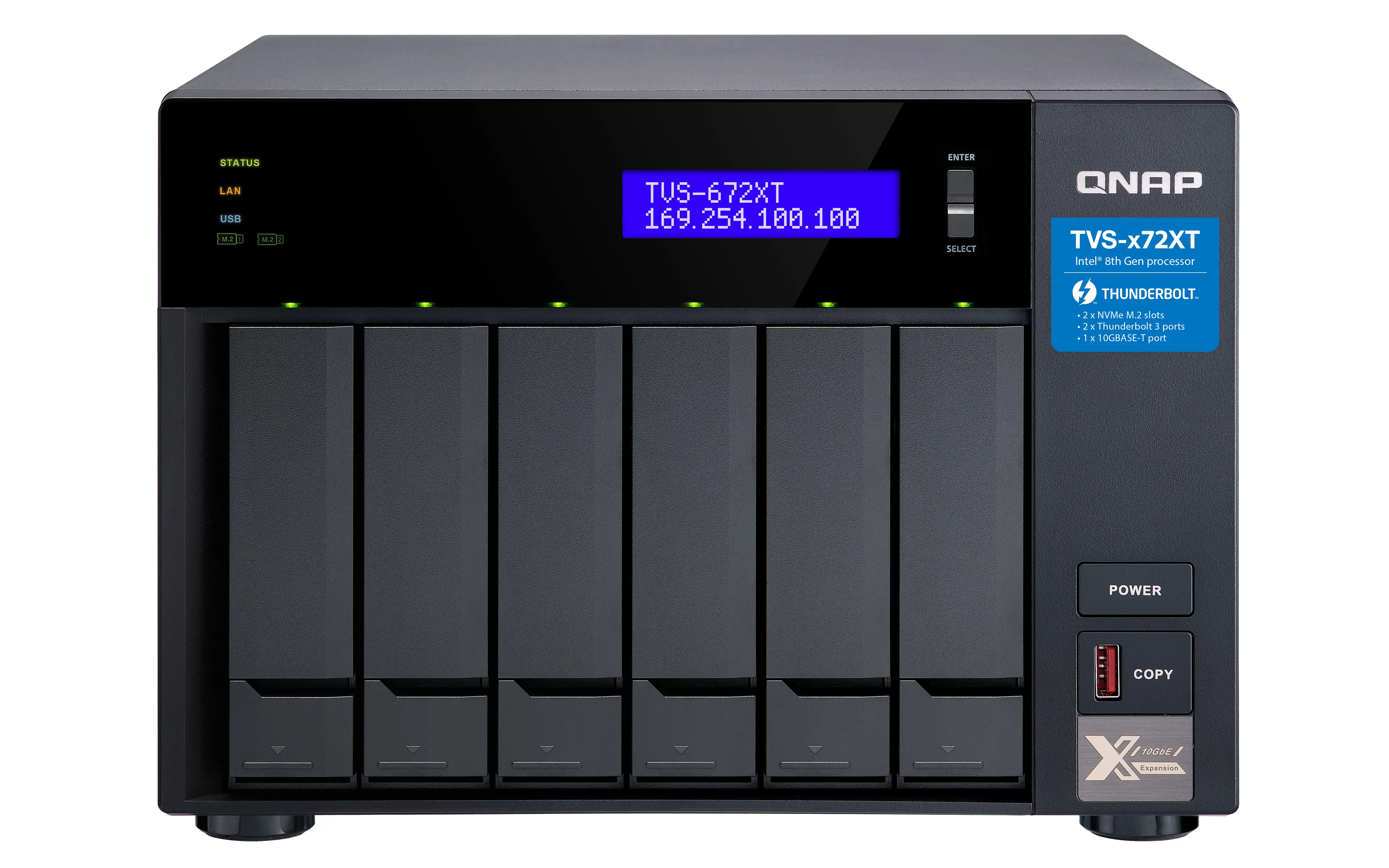 QNAP TVS-672XT 8 GB TVS-672XT-I3-8G/96TB-IW