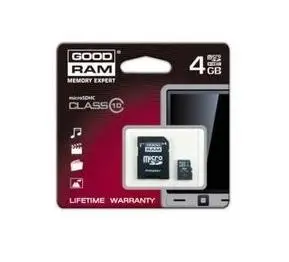 Goodram 4GB microSDHC Class 10 w/ microSD Adapter SDU4GHC10AGRR10