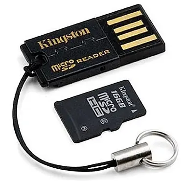 Kingston Technology 16GB MicroSDHC Card, USB microSD/microSDHC Reader MRG2+SDC2/16GBER