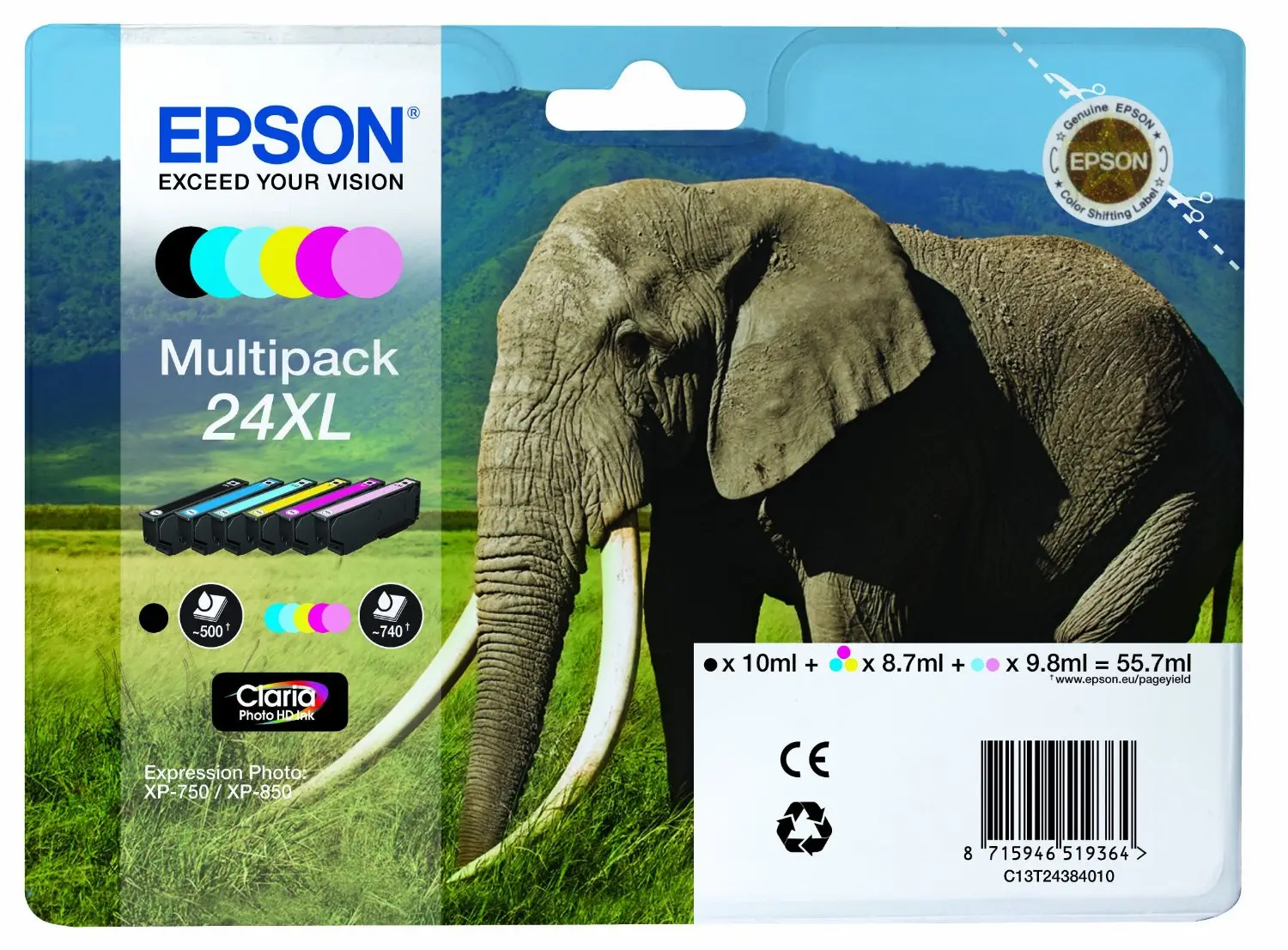 Epson Multipack 6-colours 24XL Claria Photo HD Ink C13T24384020