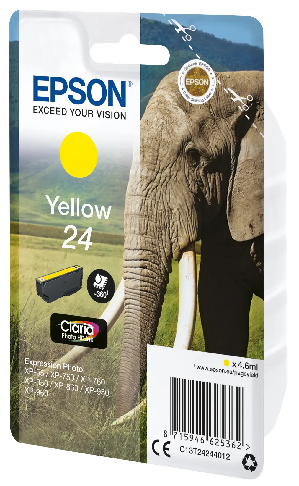 Epson Singlepack Yellow 24 Claria Photo HD Ink C13T24244022