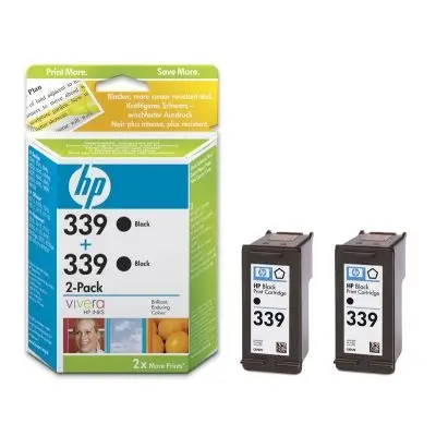HP 339 Black Inkjet Print Cartridge 2-pack with Vivera Ink C9504E