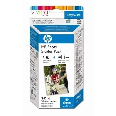 HP 343 Series Photo Starter Pack with Vivera Inks-10 x 15 cm/60 sht Q7948E