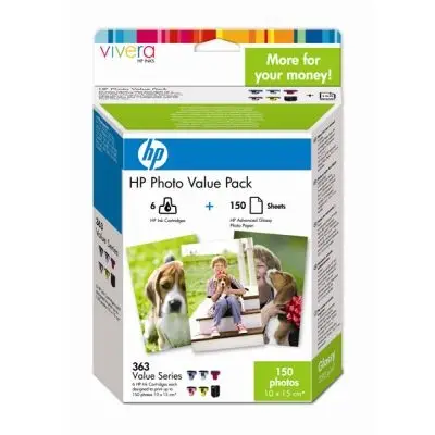 HP 363 Series Photo Value Pack with Vivera Inks-10 x 15 cm/150 sht Q7966E