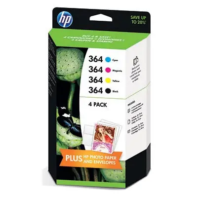 HP 364 4-pack Black/Cyan/Magenta/Yellow Original Ink Cartridges HPJ3M82AE