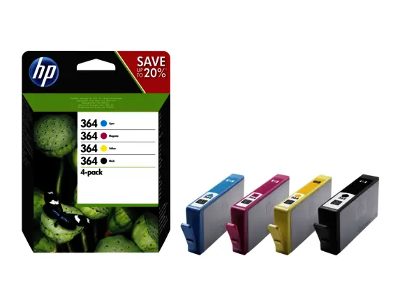 HP 364 4-pack Black/Cyan/Magenta/Yellow Original Ink Cartridges J3M82AE301