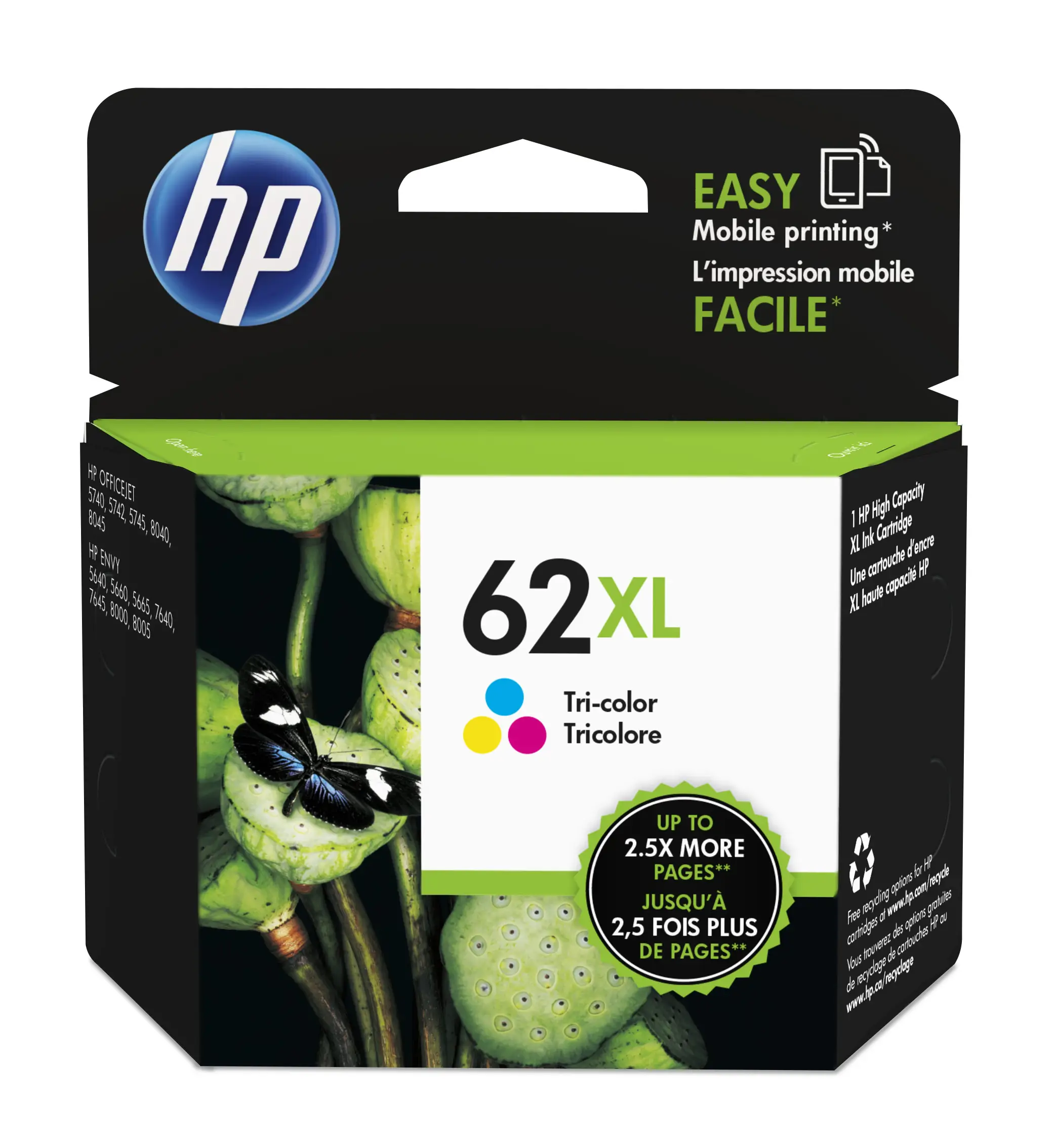 HP 62XL High Yield Tri-color Original Ink Cartridge C2P07AN140