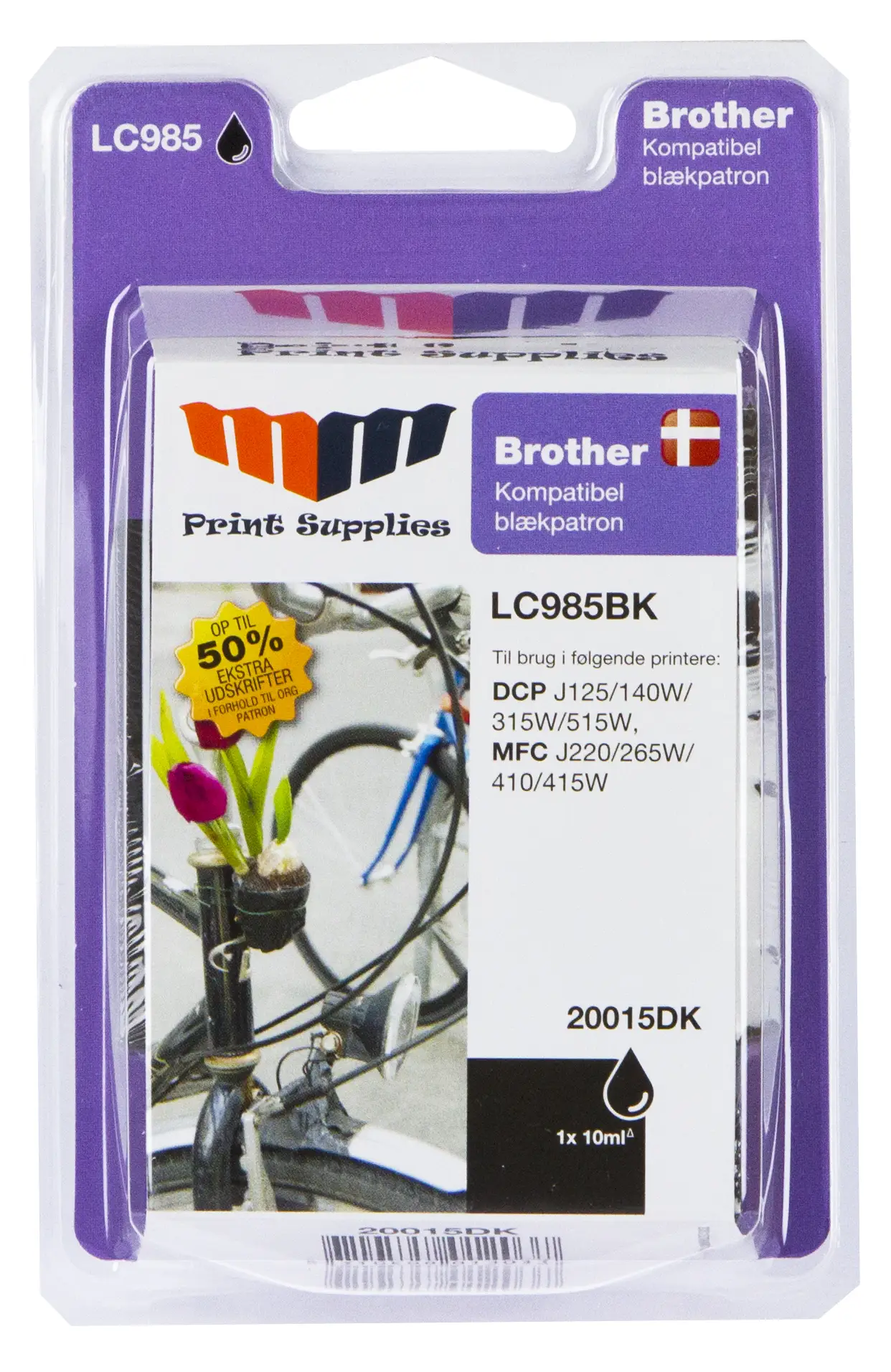 MM Black Inkjet Cartridge - Replaces Brother LC985BK- 50% Extra ink compared to OEM 20015DK