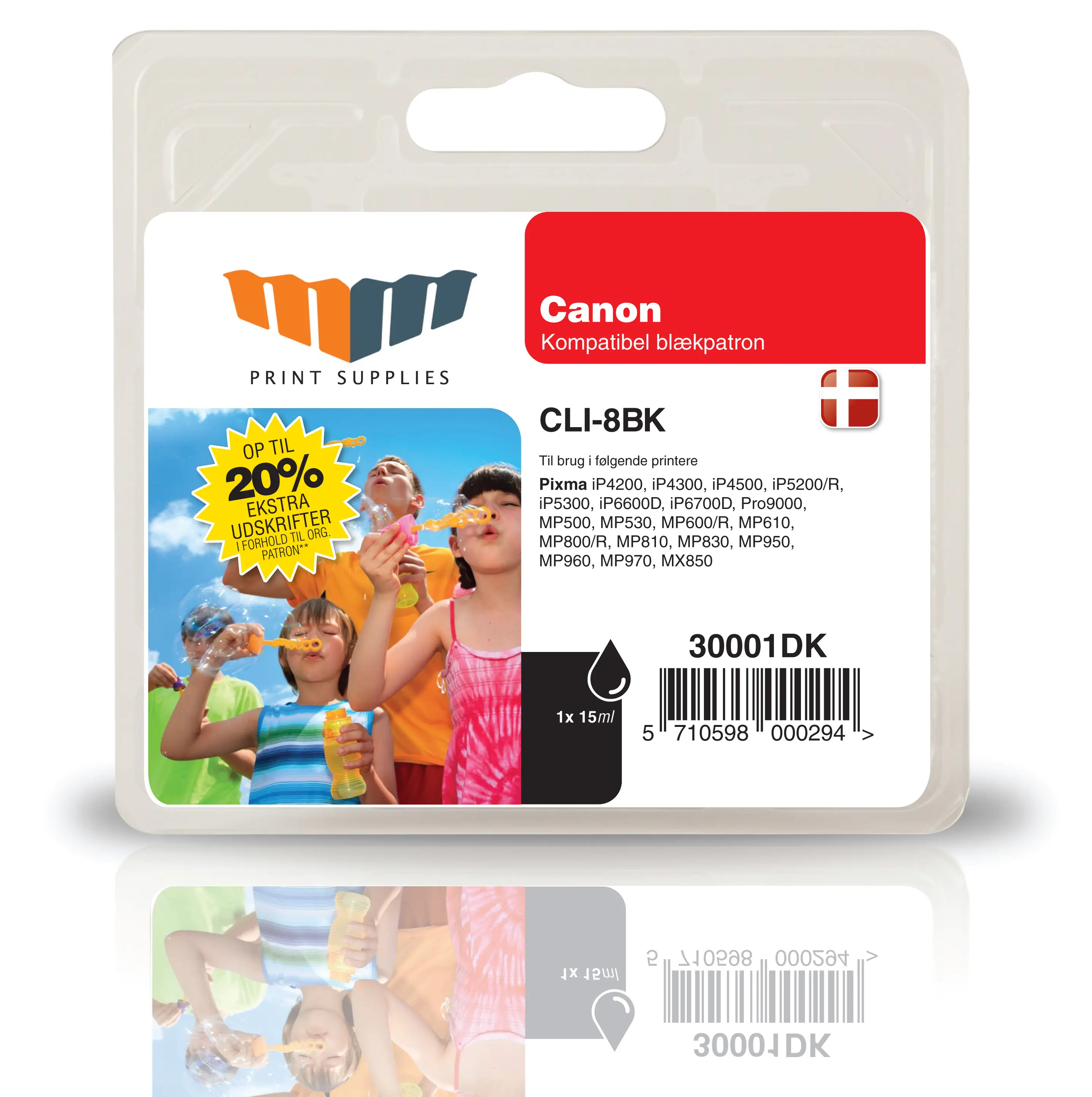 MM Black Inkjet Cartridge - Replaces Canon CLI-8BK (0620B001) - 20% Extra ink compared to OEM 30001DK
