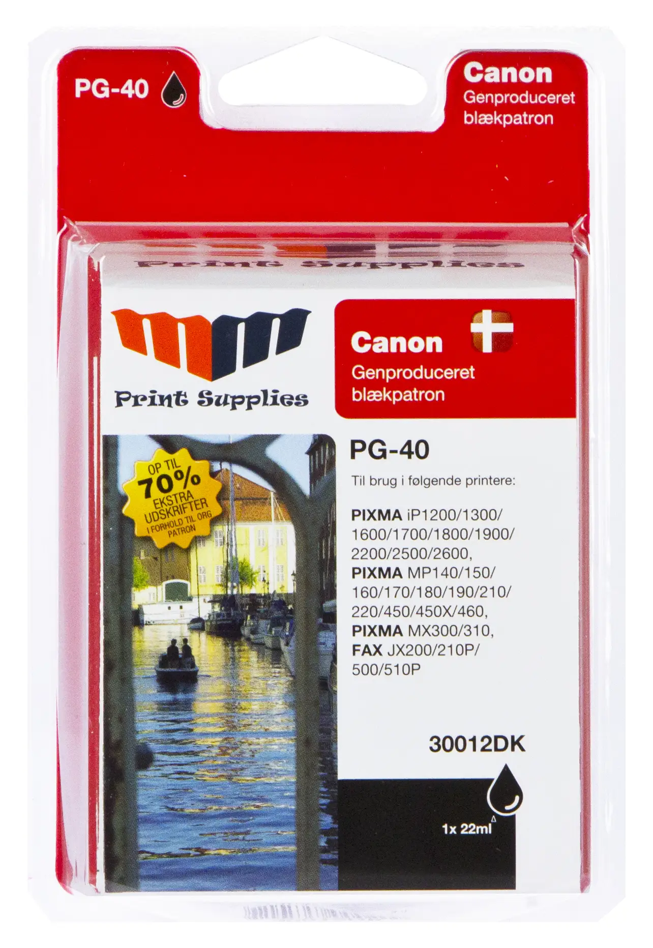 MM Black Inkjet Cartridge - Replaces Canon PG-40 (0615B001) - 70% Extra ink compared to OEM 30012DK