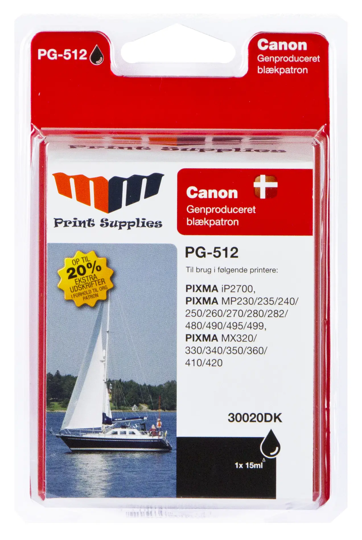 MM Black Inkjet Cartridge - Replaces Canon PG-512 (2969B001) - 20% Extra ink compared to OEM 30020DK