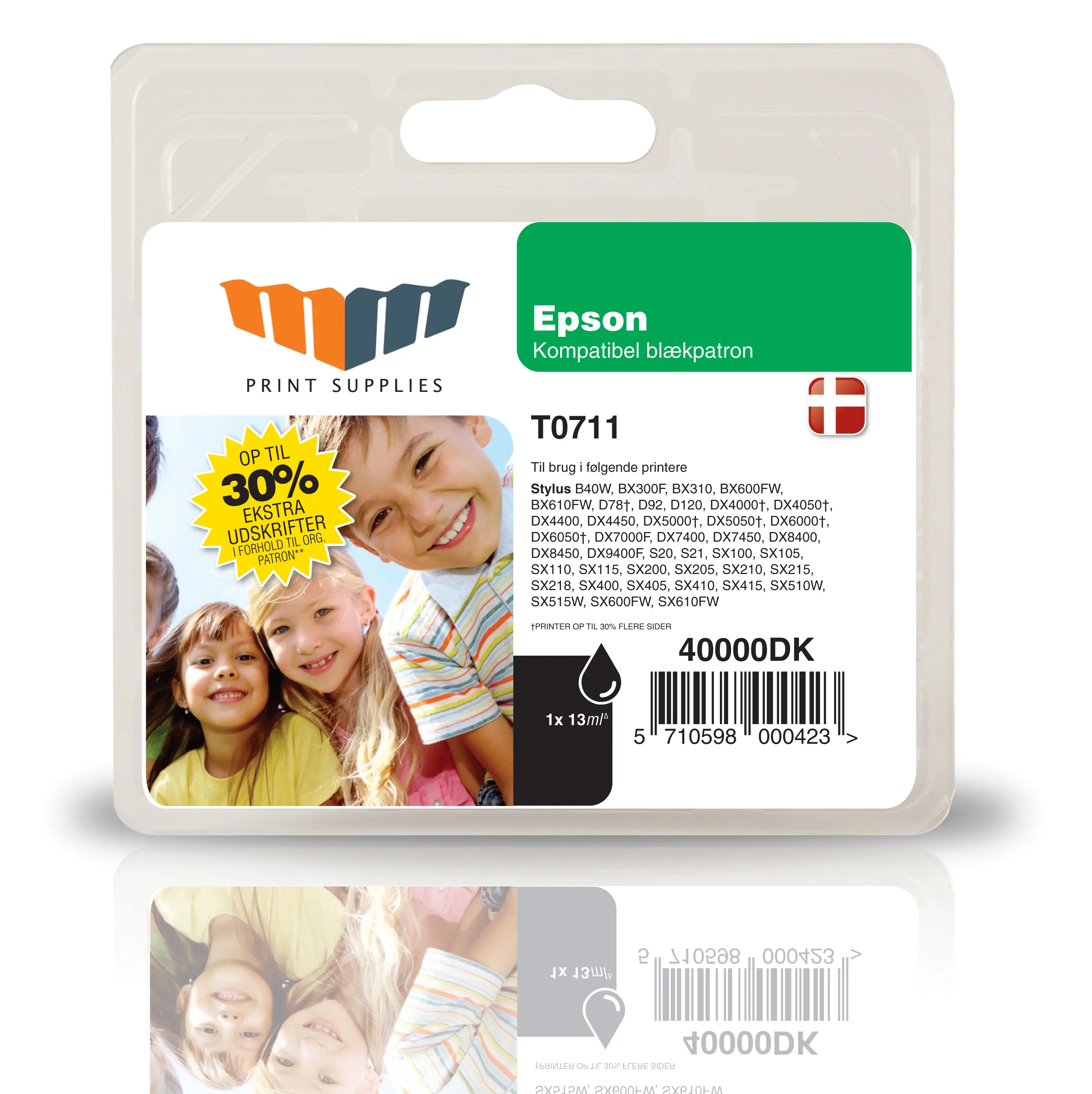 MM Black Inkjet Cartridge - Replaces Epson T0711 - 30% Extra ink compared to OEM 40000DK