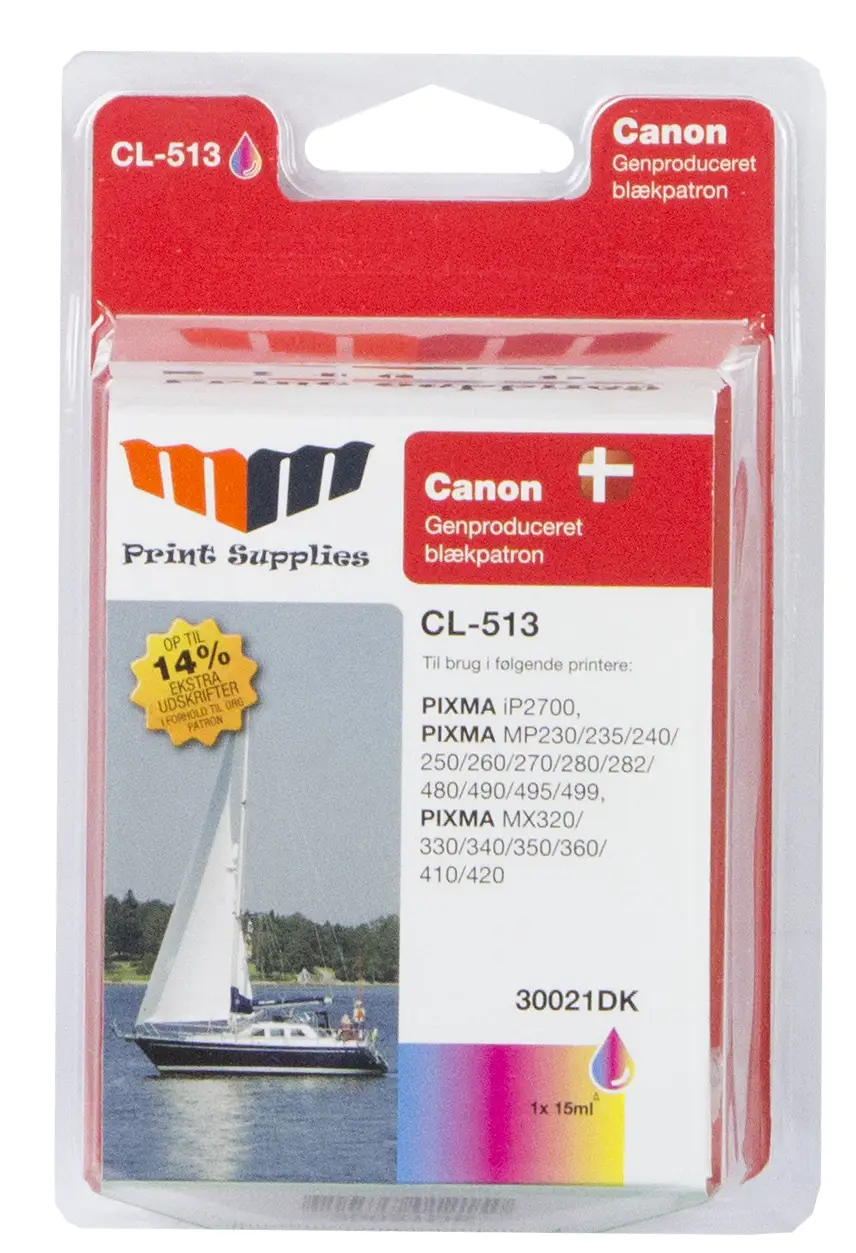 MM Color Inkjet Cartridge - Replaces Canon CL-513 (2971B001) - 14% Extra ink compared to OEM 30021DK