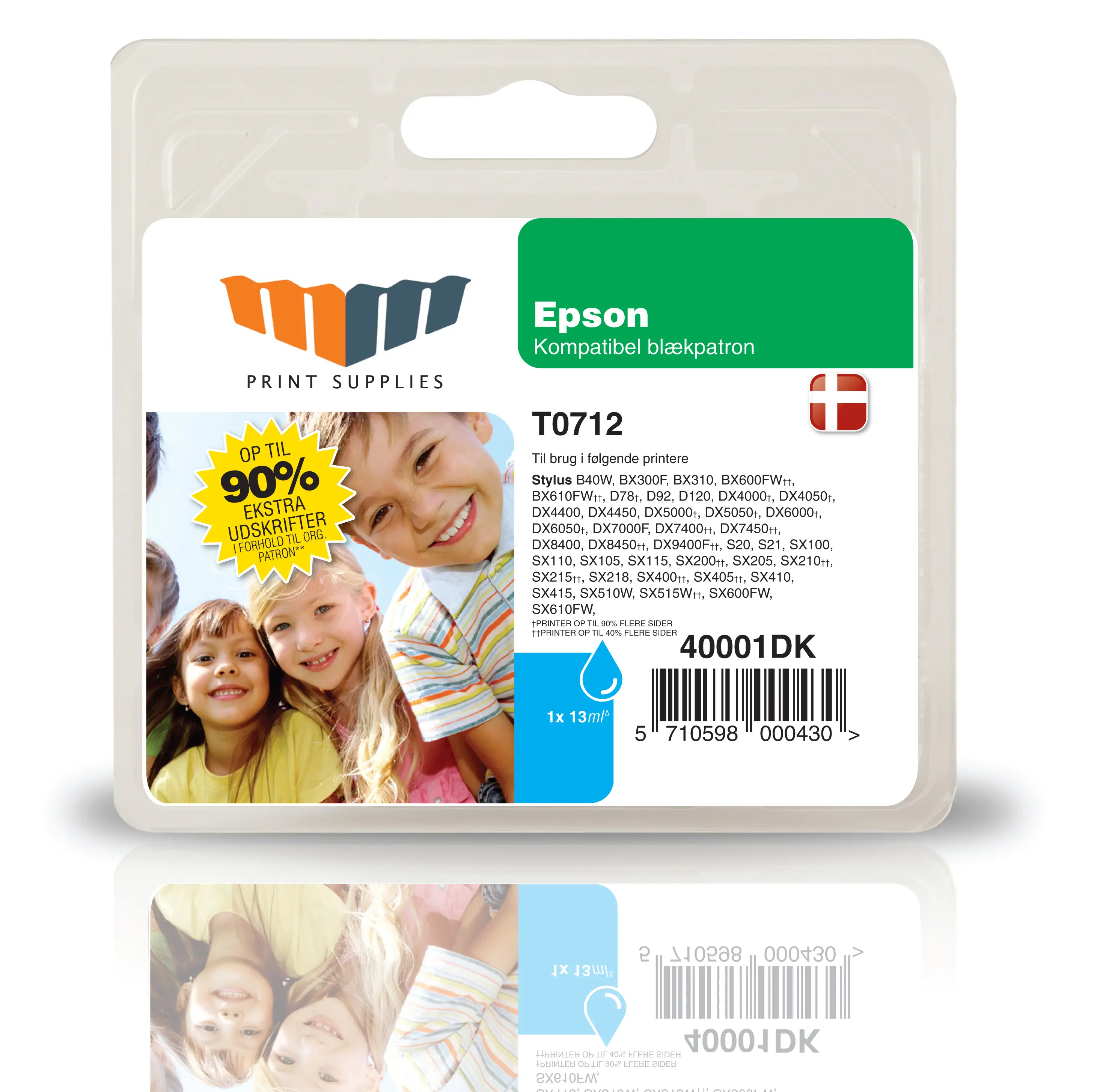 MM Cyan Inkjet Cartridge - Replaces Epson T0712 - 90% Extra ink compared to OEM 40001DK
