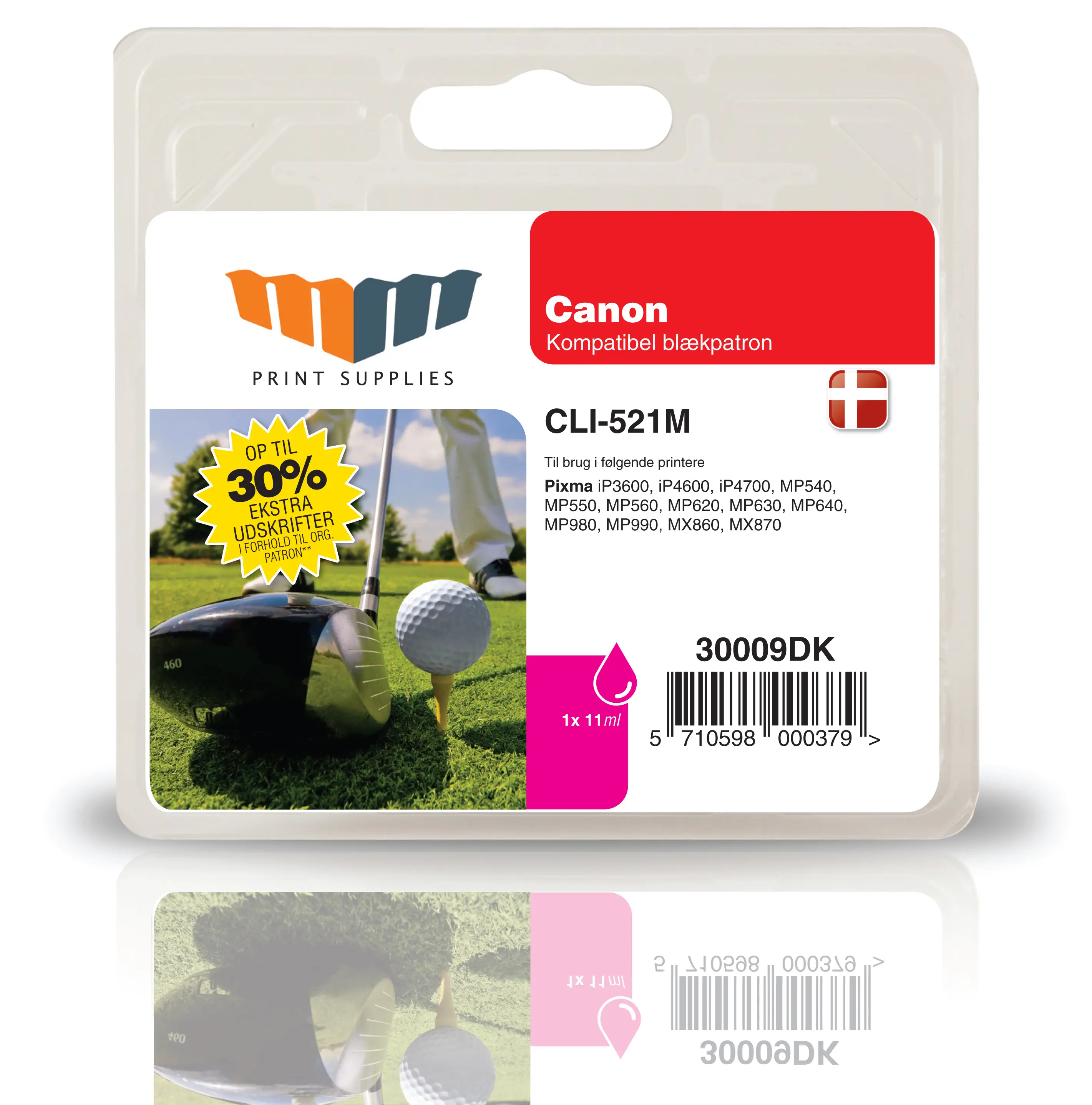 MM Magenta Inkjet Cartridge - Replaces Canon CLI-521M (2935B001) - 30% Extra ink compared to OEM 30009DK