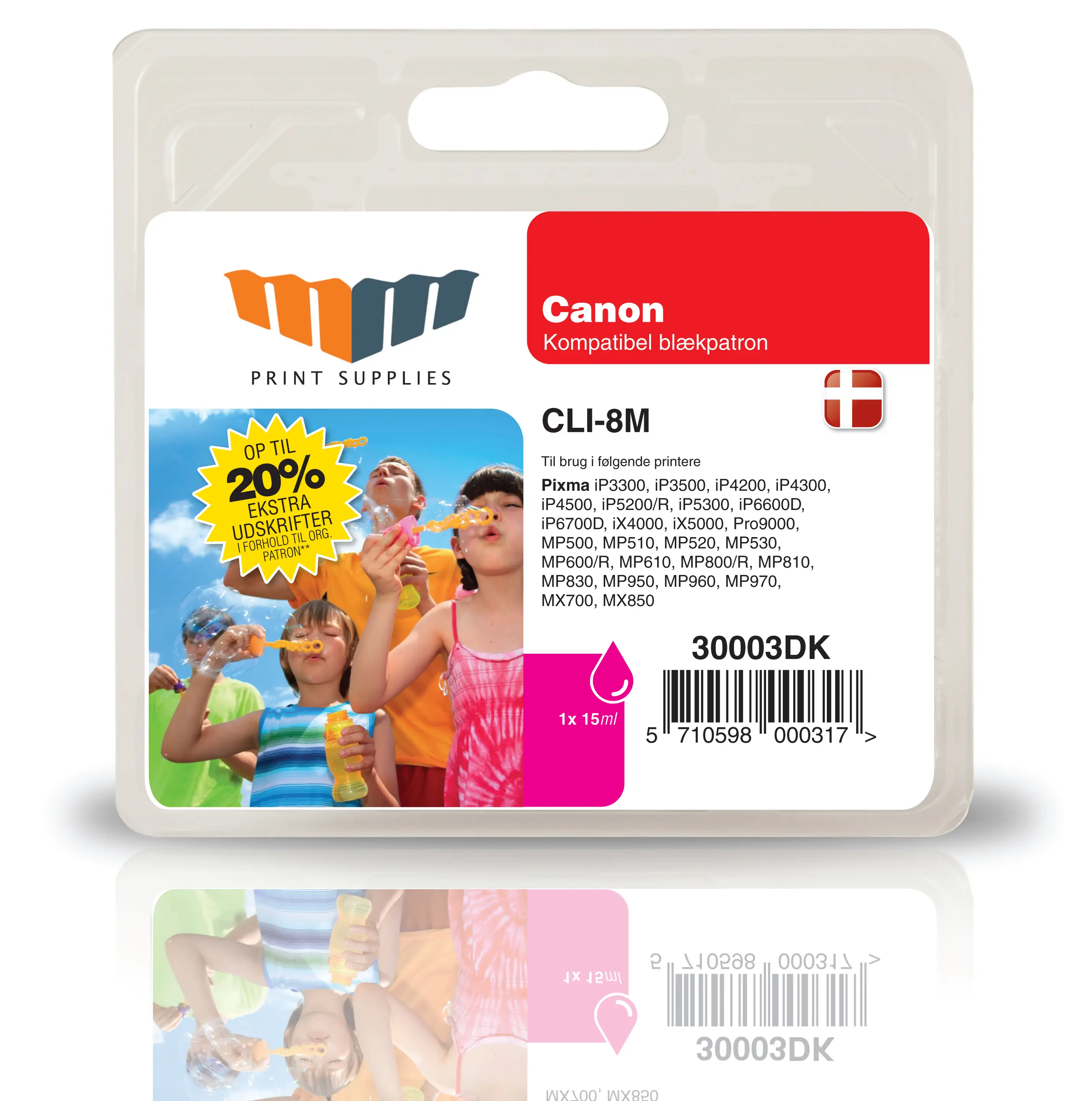MM Magenta Inkjet Cartridge - Replaces Canon CLI-8M (0622B001) - 20% Extra ink compared to OEM 30003DK