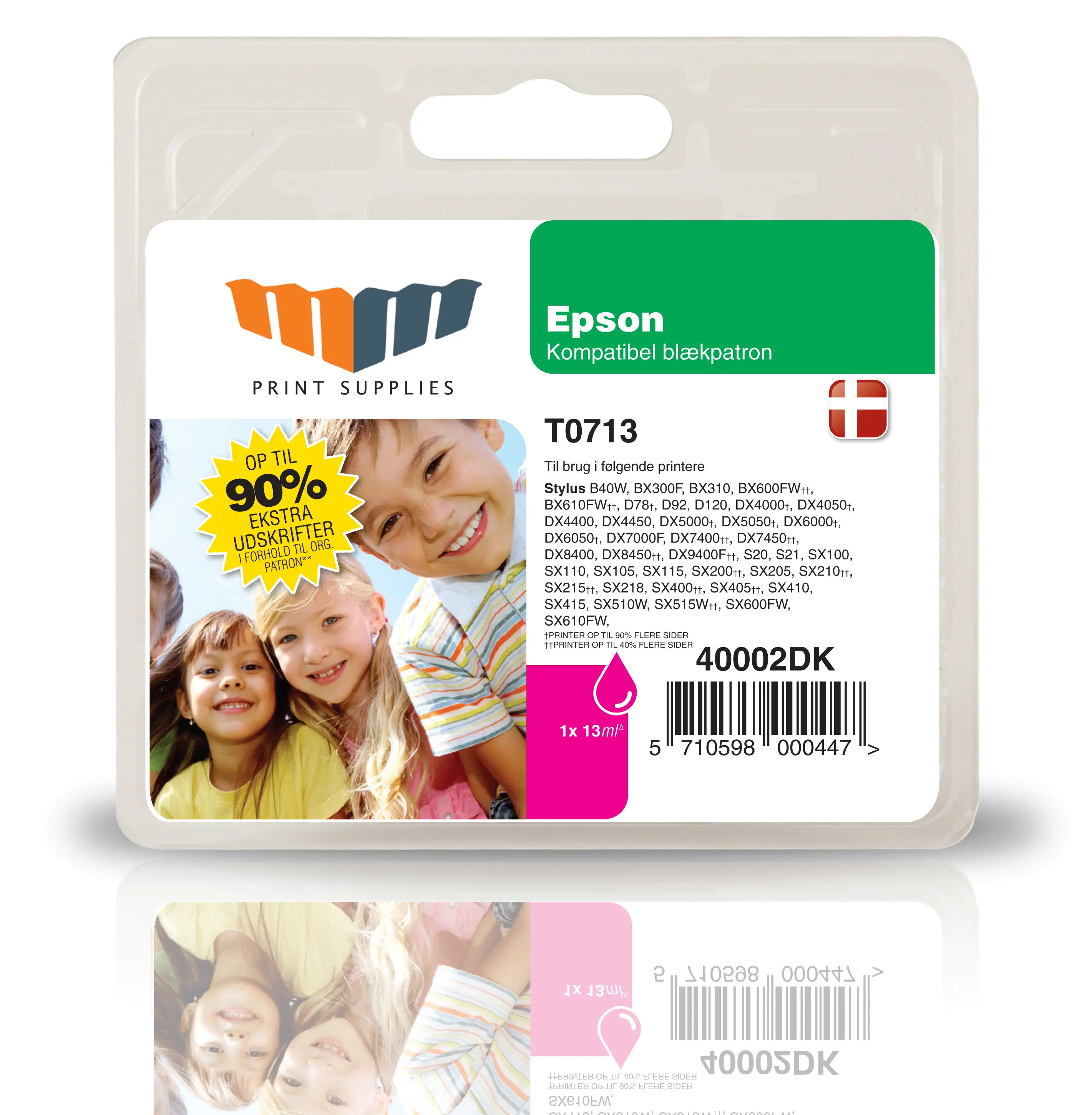 MM Magenta Inkjet Cartridge - Replaces Epson T0713 - 90% Extra ink compared to OEM 40002DK