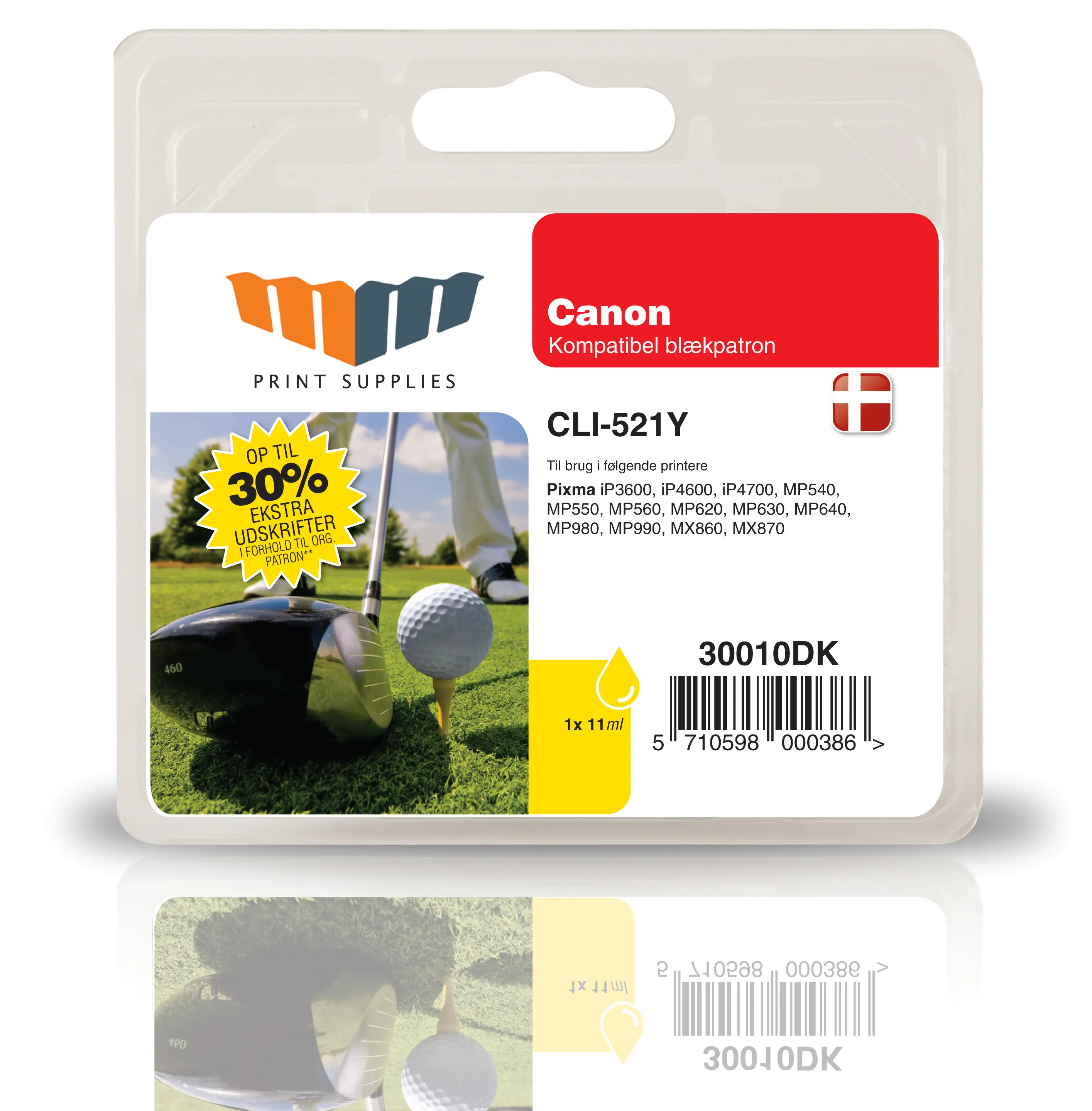 MM Yellow Inkjet Cartridge - Replaces Canon CLI-521Y (2936B001) - 30% Extra ink compared to OEM 30010DK
