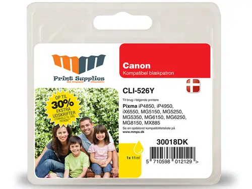 MM Yellow Inkjet Cartridge - Replaces Canon CLI-526Y (4543B001) - 30% Extra ink compared to OEM 30018DK