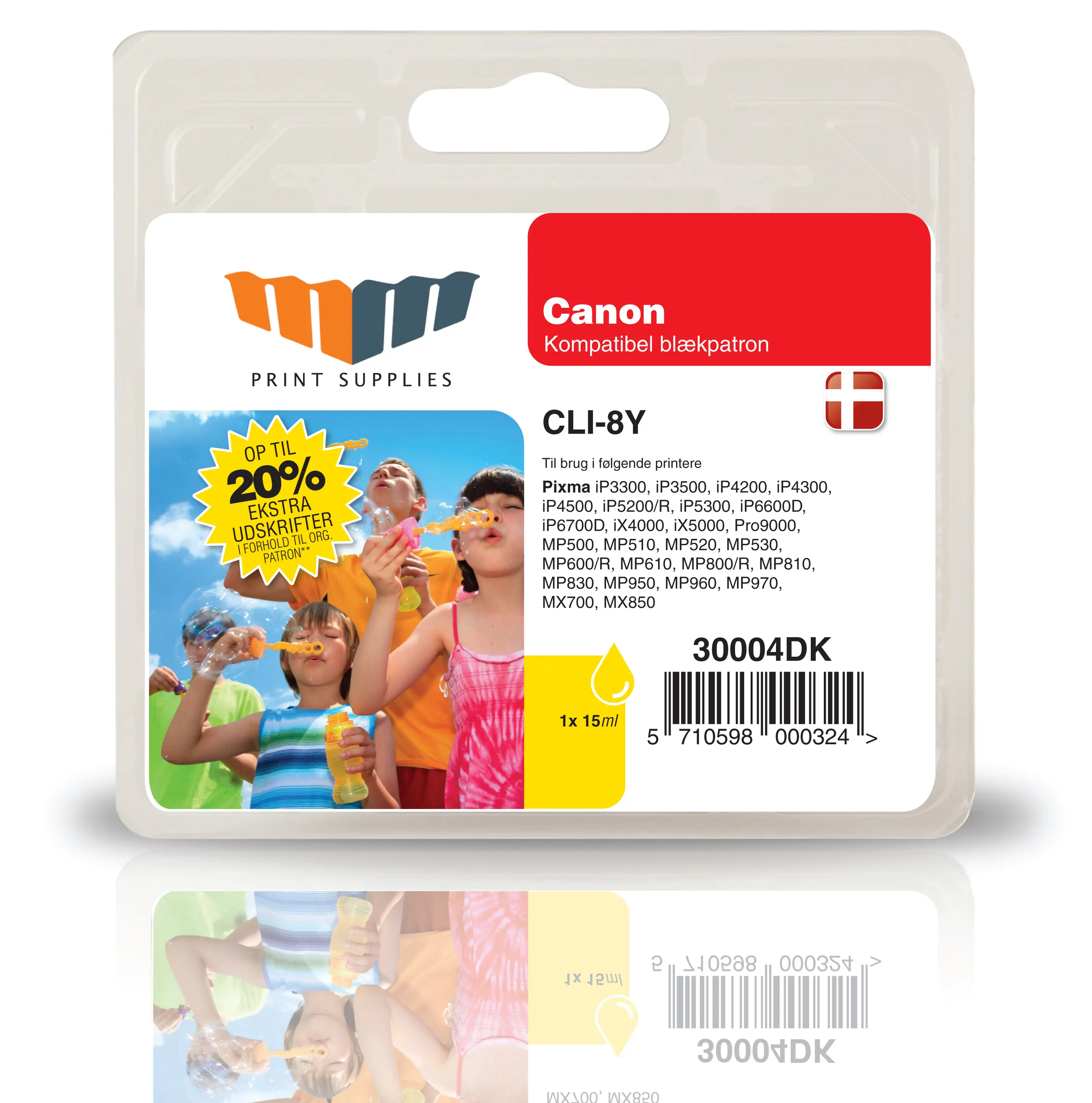 MM Yellow Inkjet Cartridge - Replaces Canon CLI-8Y (0623B001) - 20% Extra ink compared to OEM 30004DK