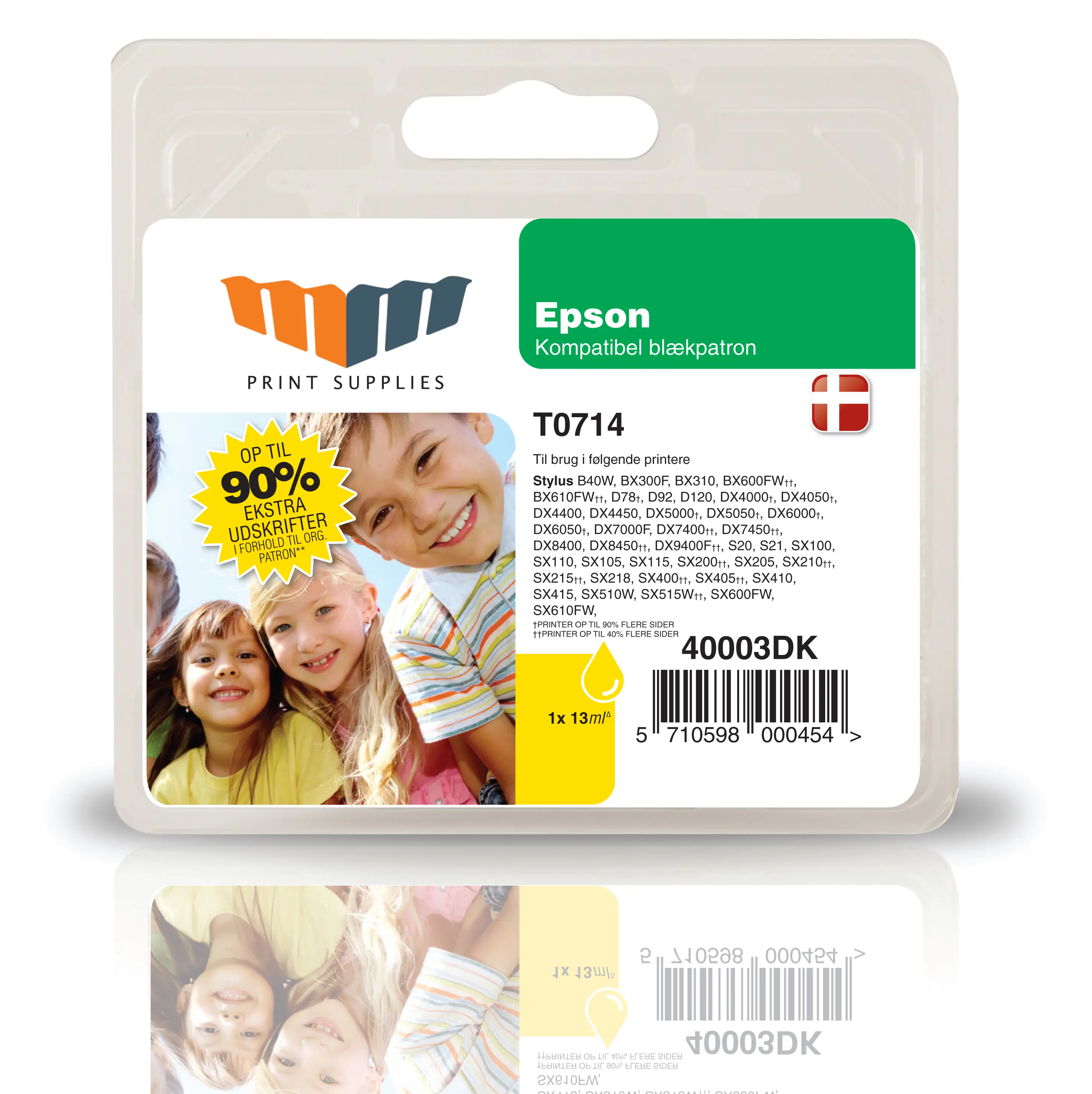 MM Yellow Inkjet Cartridge - Replaces Epson T0714 - 90% Extra ink compared to OEM 40003DK