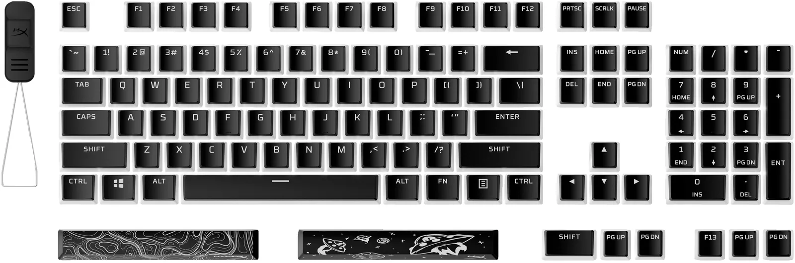 HyperX Pudding Keycaps 2 - Full Key Set - PBT - Black (US Layout) 7G8K1AA