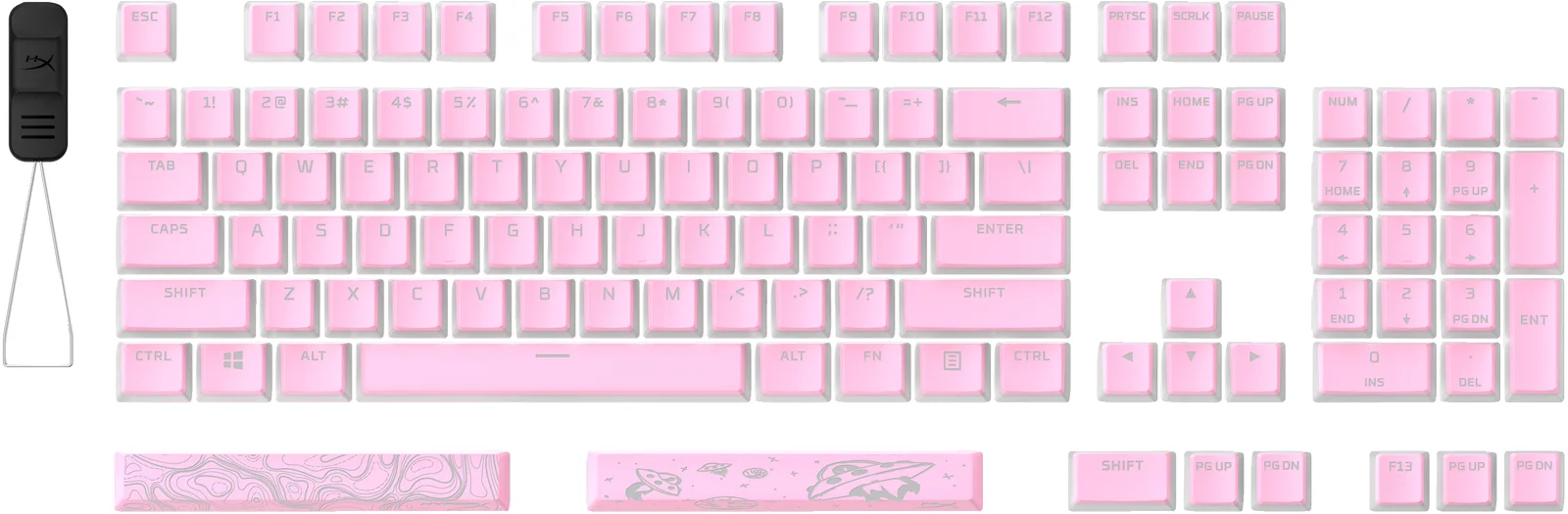 HyperX Pudding Keycaps 2 - Full Key Set - PBT - Pink (US Layout) 7G8K3AA