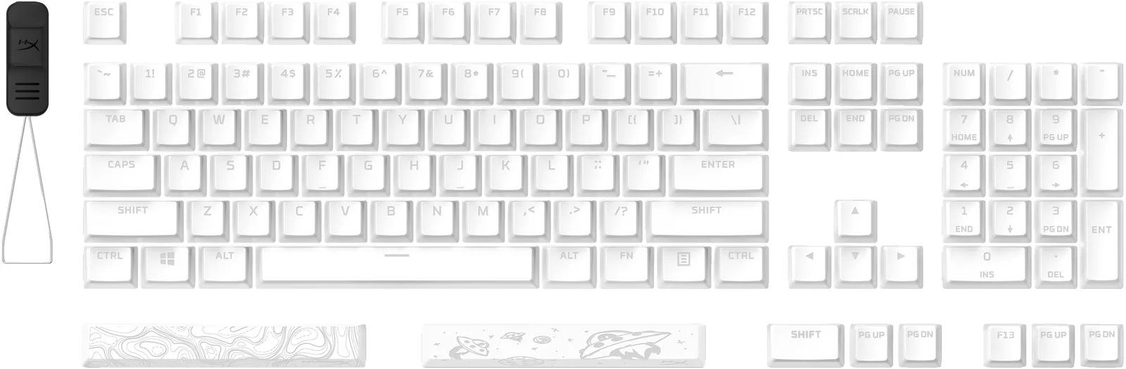 HyperX Pudding Keycaps 2 - Full Key Set - PBT - White (US Layout) 7G8K2AA