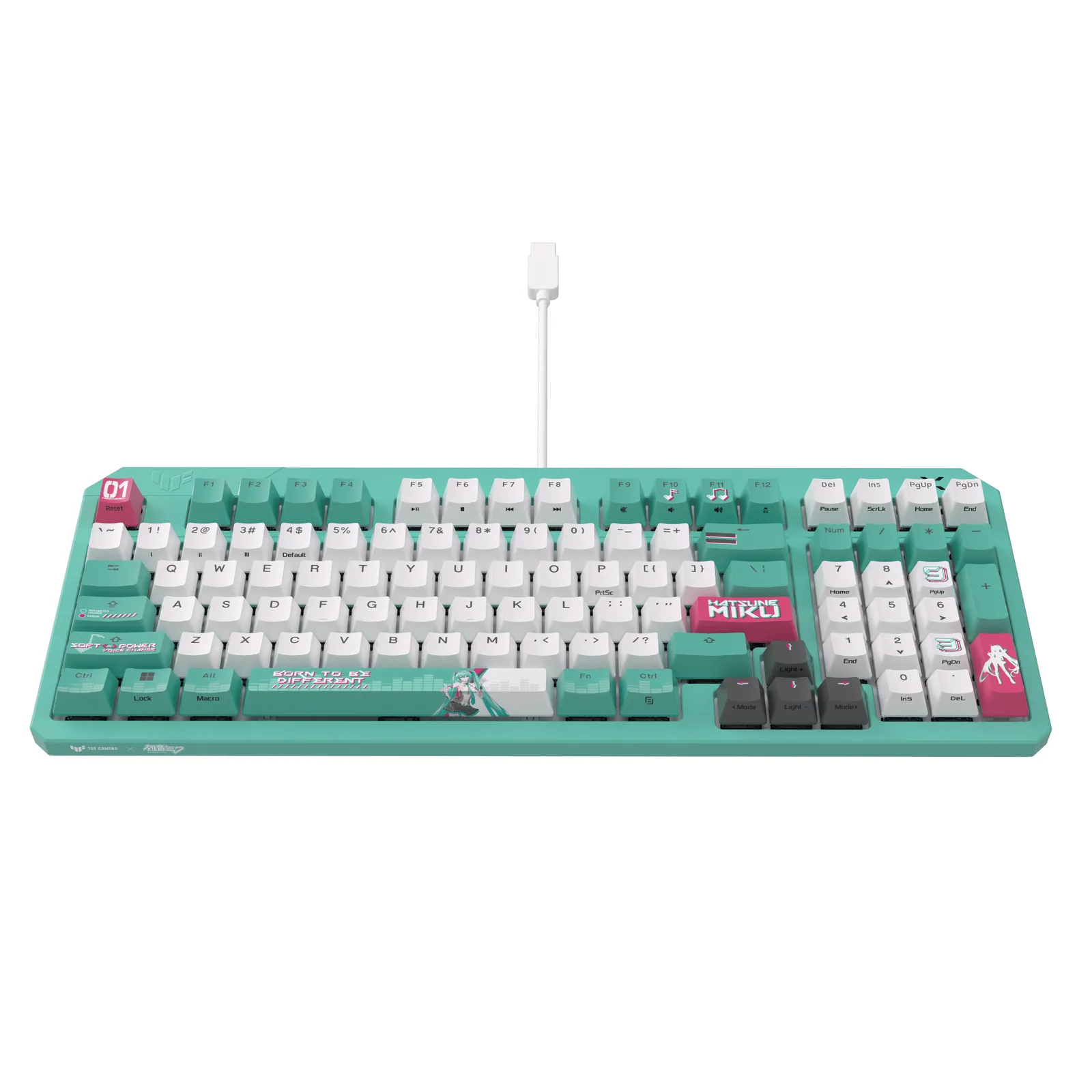 ASUS TUF Gaming K3 Gen II Hatsune Miku Edition klavye Oyun USB Nane rengi, Beyaz