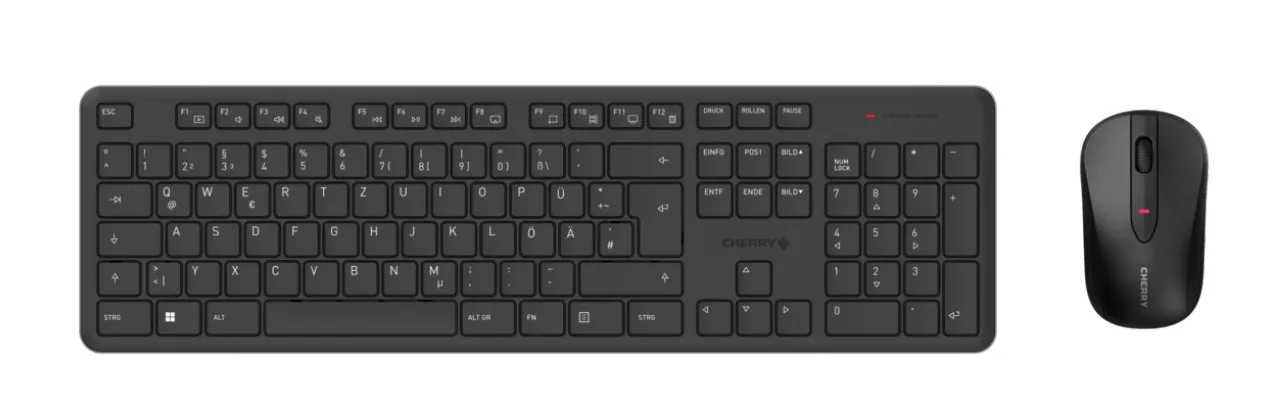 CHERRY DW 2300 klavye Fare dahil Ev / Ofis RF kablosuz QWERTZ Almanca Siyah