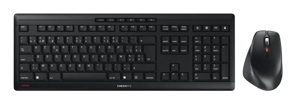 CHERRY JD-8550BE-2 klavye Fare dahil Ev / Ofis RF kablosuz AZERTY Belçikalı Siyah