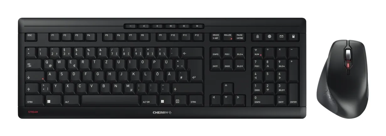 CHERRY JD-8550DE-2 klavye Fare dahil Ev / Ofis RF kablosuz QWERTZ Almanca Siyah
