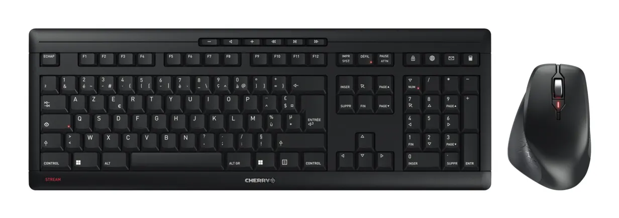 CHERRY JD-8550FR-2 klavye Fare dahil Ev / Ofis RF kablosuz AZERTY Fransızca Siyah