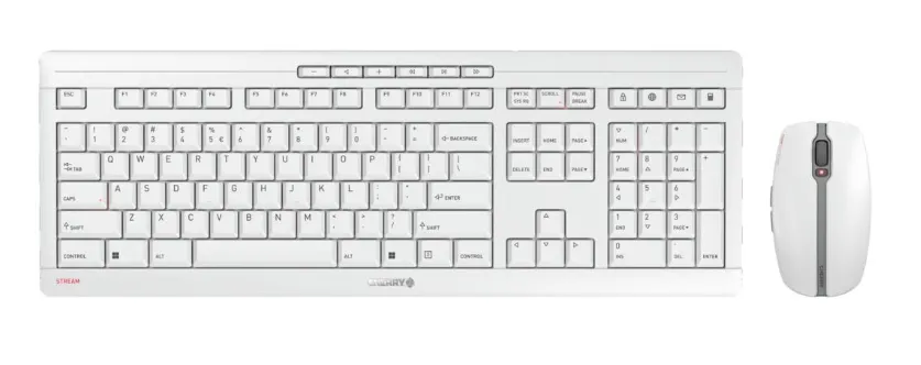 CHERRY JD-8560TW-0 klavye Fare dahil Evrensel RF kablosuz QWERTY Chinese Pinyin Gri, Beyaz