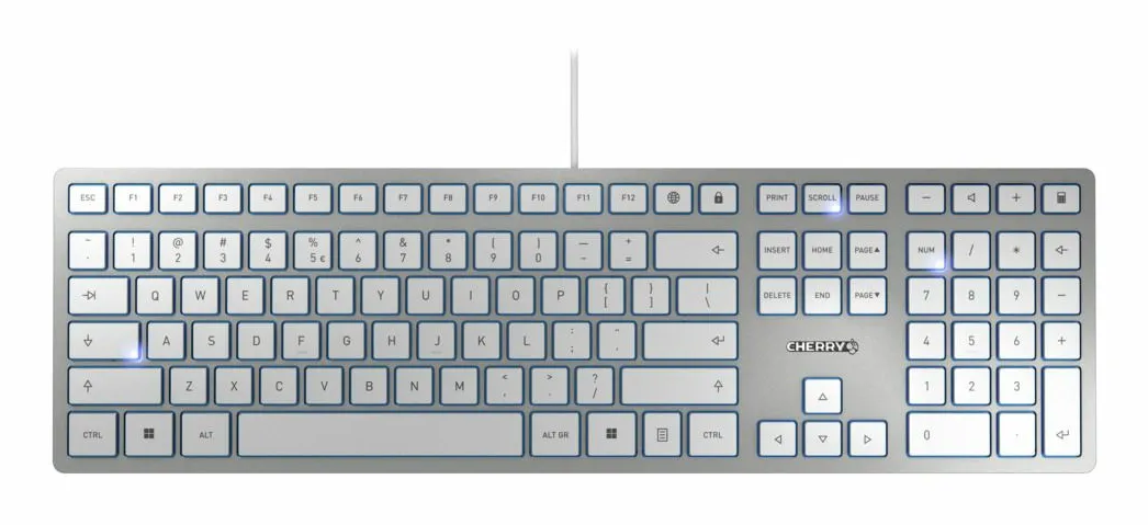 CHERRY JK-1600CN-1 klavye Ev / Ofis USB QWERTY Geleneksel Çince Gümüş, Beyaz