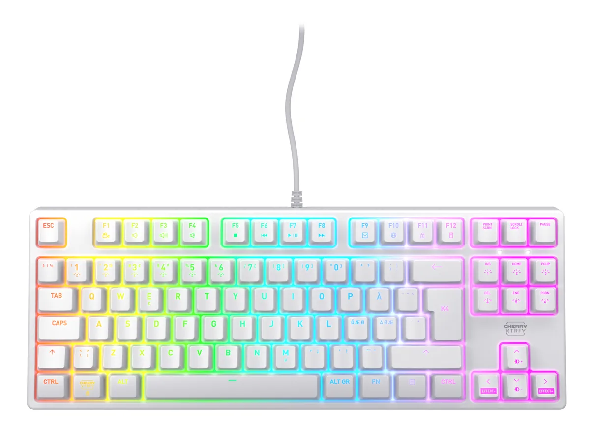 CHERRY K4V2 TKL klavye Oyun USB QWERTY İskandinav Beyaz