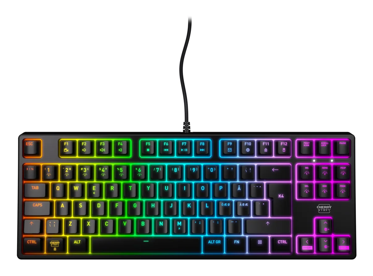CHERRY K4V2 TKL klavye Oyun USB QWERTY İskandinav Siyah