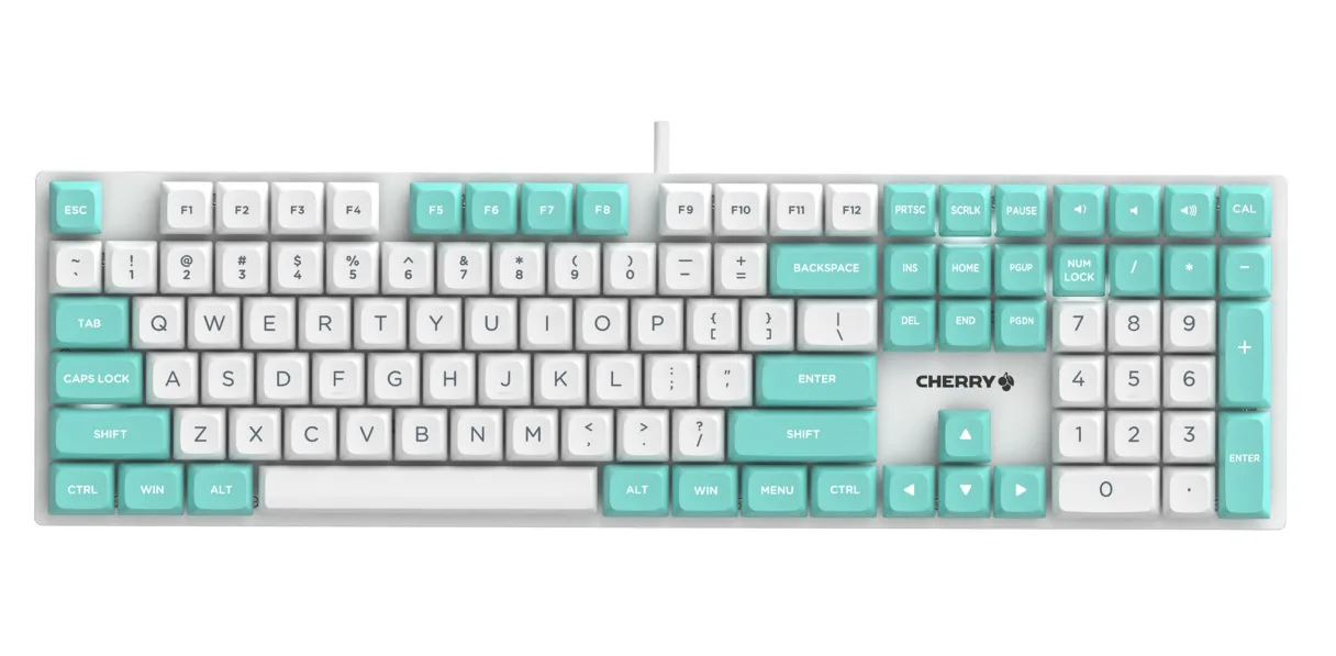 CHERRY KC 200 MX klavye Oyun USB QWERTY Geleneksel Çince Mavi, Beyaz