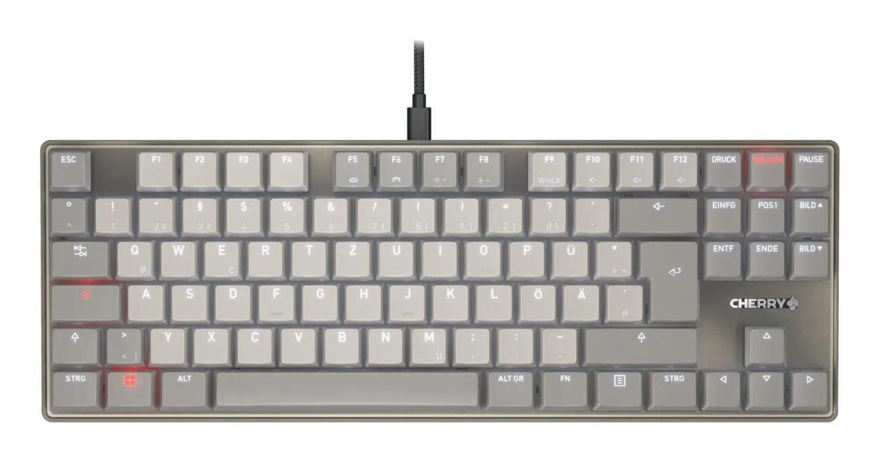 CHERRY KC 500 MX LP TKL klavye Ev / Ofis USB QWERTZ Almanca Gri