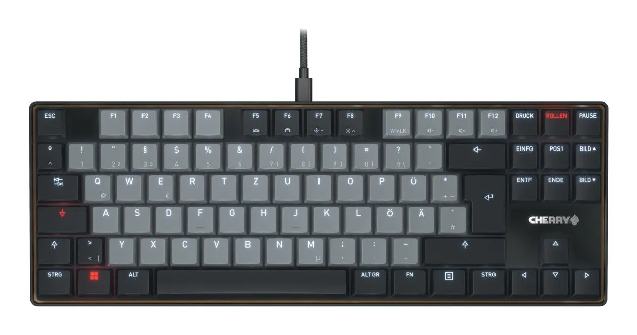 CHERRY KC 500 MX LP TKL klavye Ev / Ofis USB QWERTZ Almanca Siyah, Gri