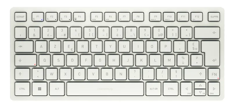 CHERRY KW 7100 MINI BT klavye Evrensel Bluetooth AZERTY Fransızca Gri, Beyaz