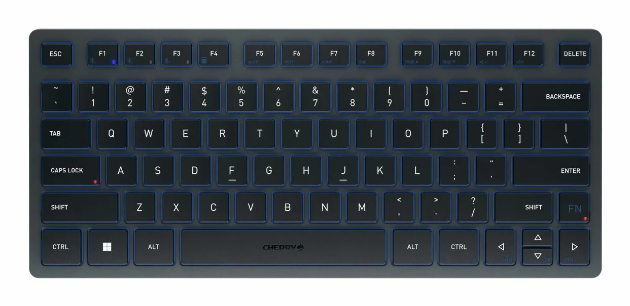 CHERRY KW 7100 MINI BT klavye Evrensel Bluetooth QWERTY İskandinav Siyah, Mavi
