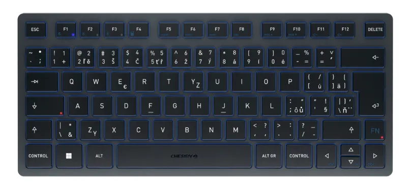 CHERRY KW 7100 MINI BT klavye Evrensel Bluetooth QWERTZ Siyah, Mavi
