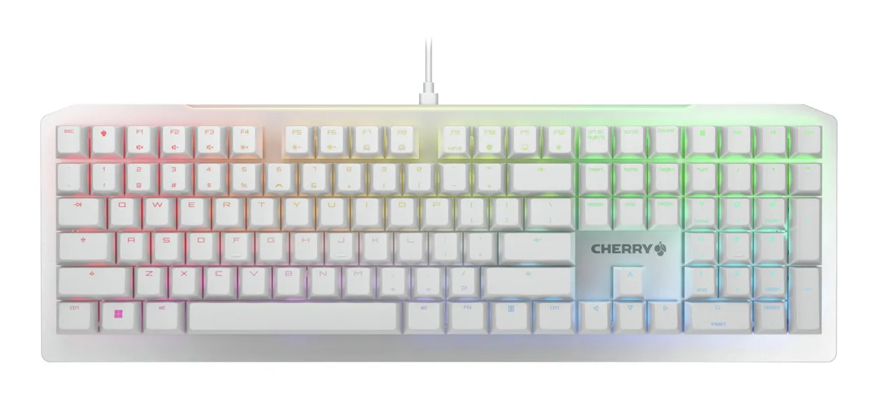 CHERRY MV3.0 RGB klavye Oyun USB QWERTY İskandinav Gümüş, Beyaz